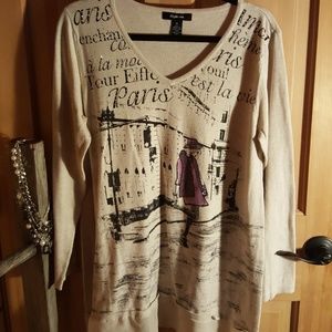 Style & Co. Paris shirt with black lettering desig